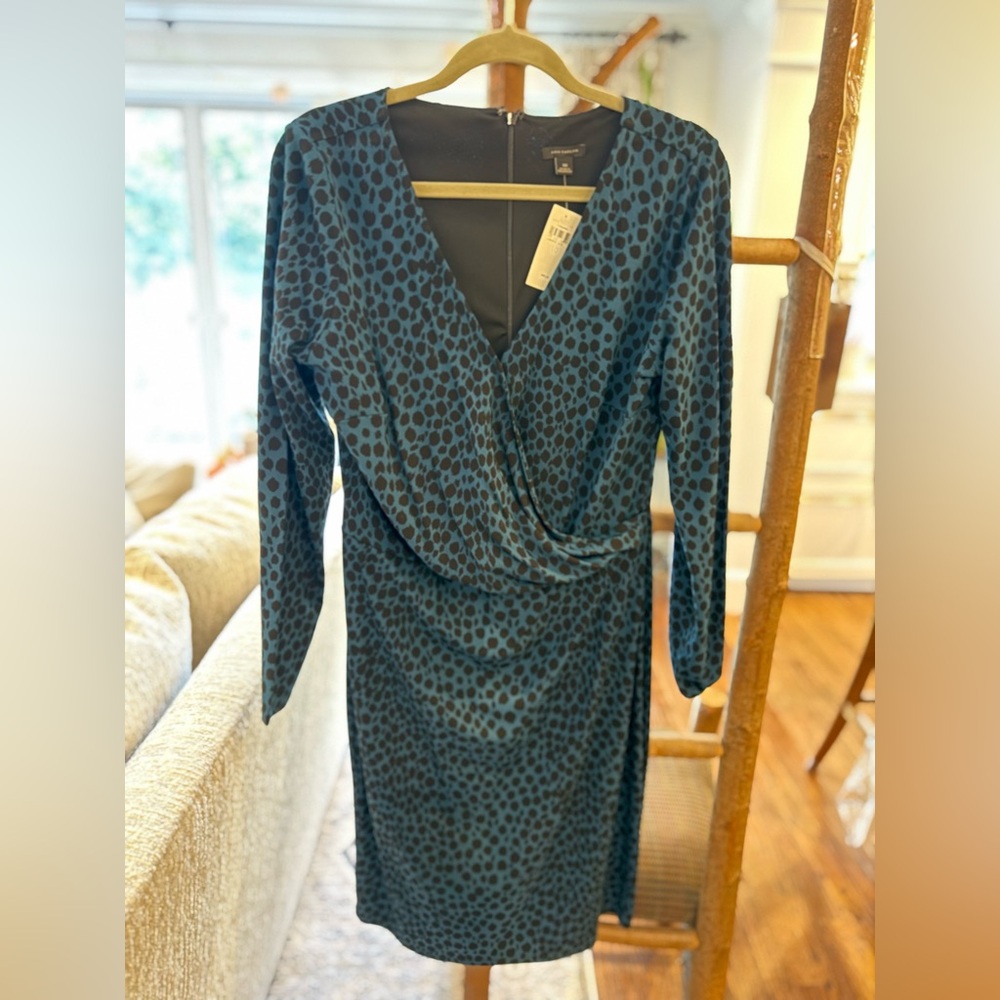 NWT Ann Taylor Blue and Black Patterned Dress